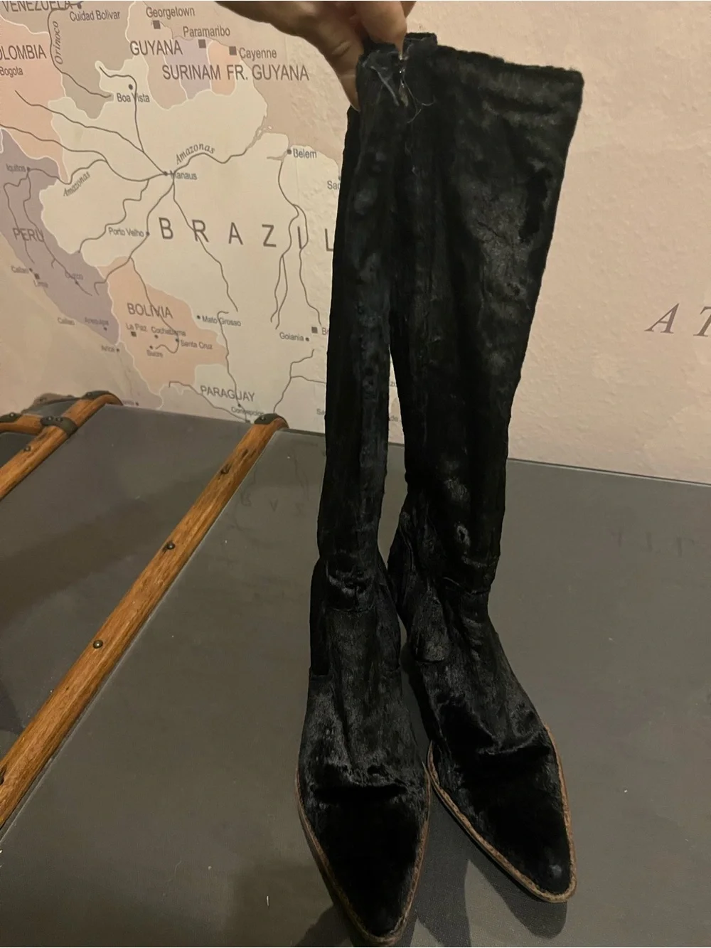Elizabeth and James Black Velvet Boots